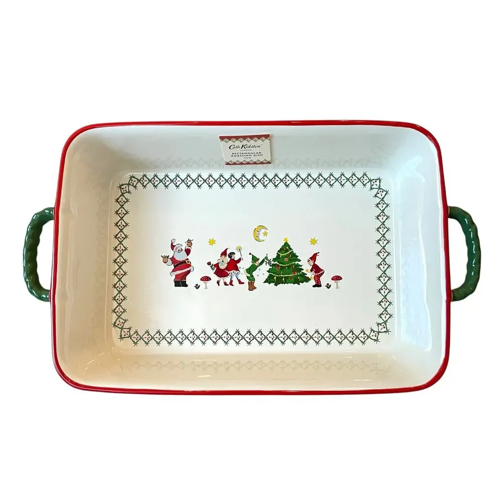 Cath Kidston Christmas Legends Garland Rectangle Roasting Dish Stoneware 8x14